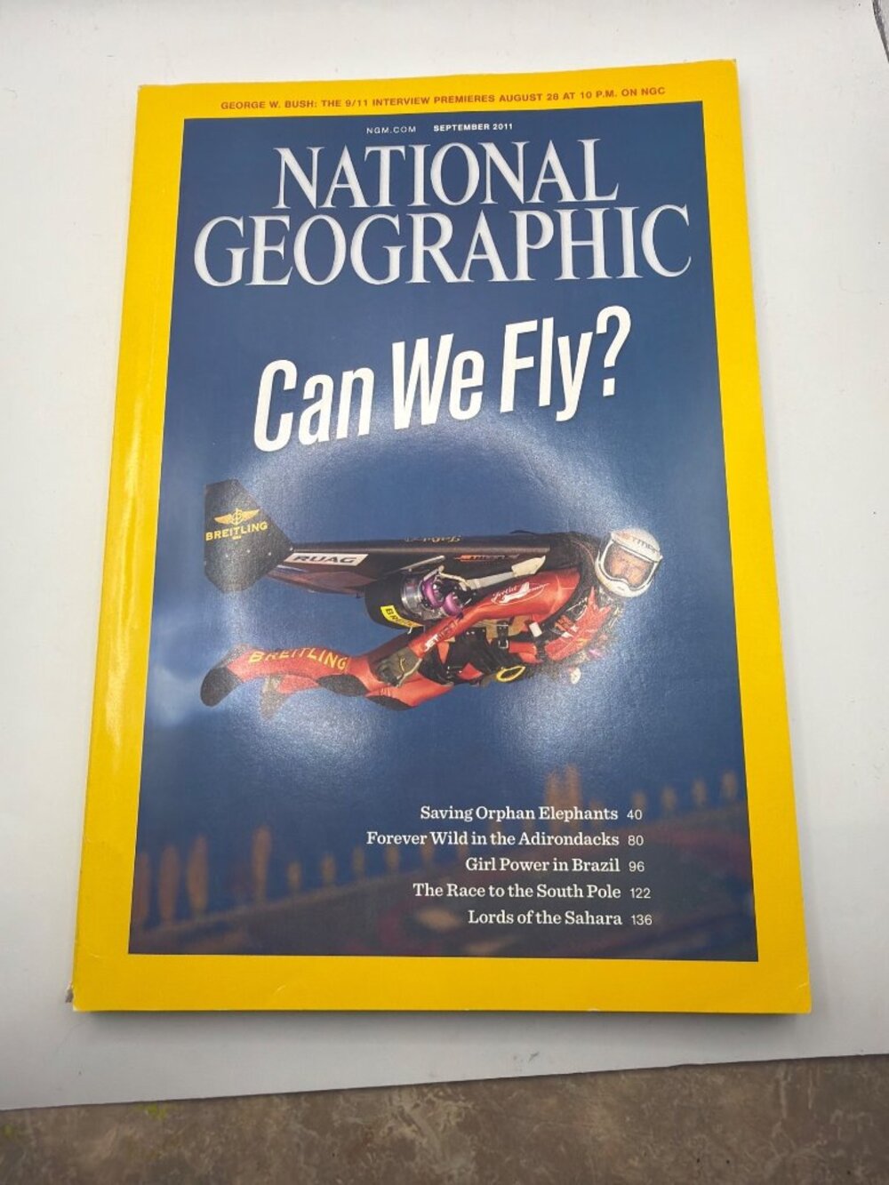 National Geographic September 2011 Issue "Can We Fly?" With Engaging Articles &